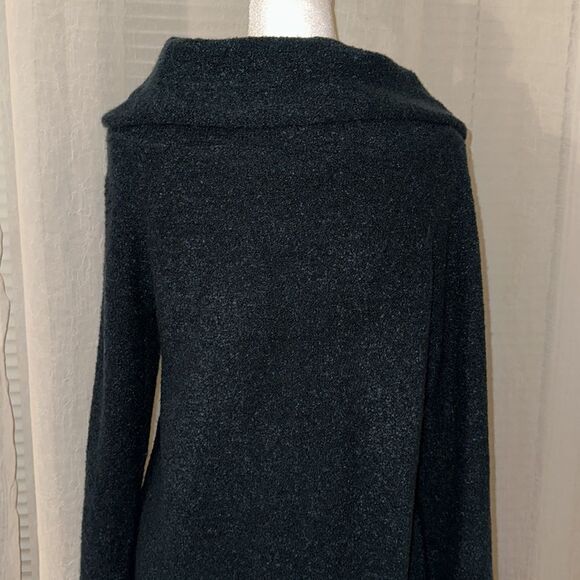 Motherhood Maternity M Winter Green Reverse Knit Boucle Cowl Neck Sweater Tunic - Picture 4 of 11